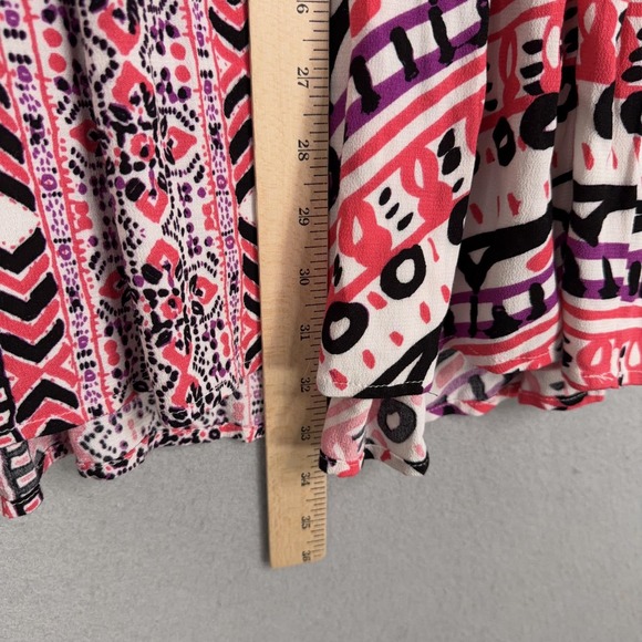 Free People Dress Womens 6 Pink Boho Print Long Sleeve Keyhole Mini Tunic Teagan - Picture 14 of 15